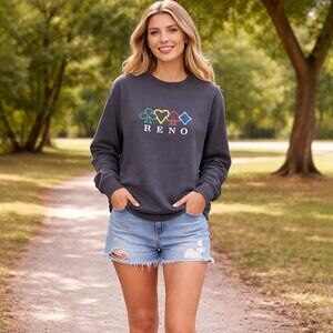 Vintage Reno Embroidered Women's Black Crewneck Size Large